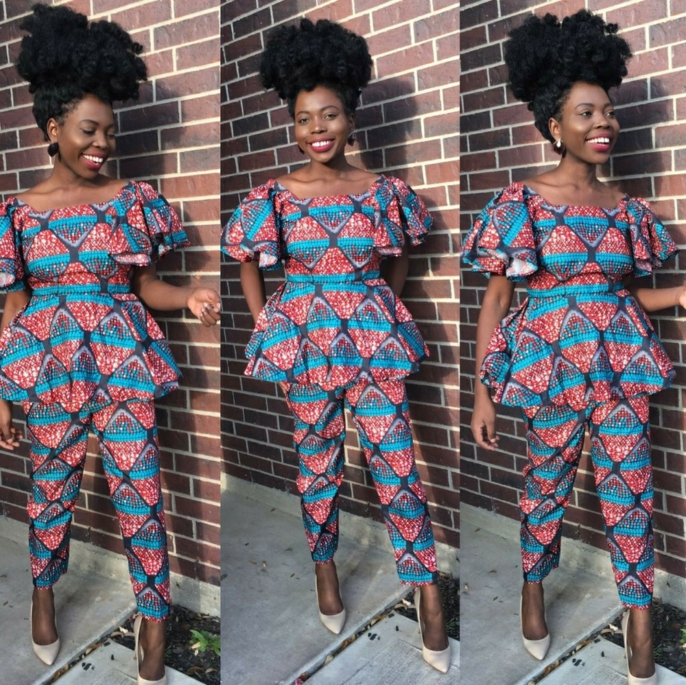 Women African print 2 pcsset of pants and top - Picture 1 of 3
